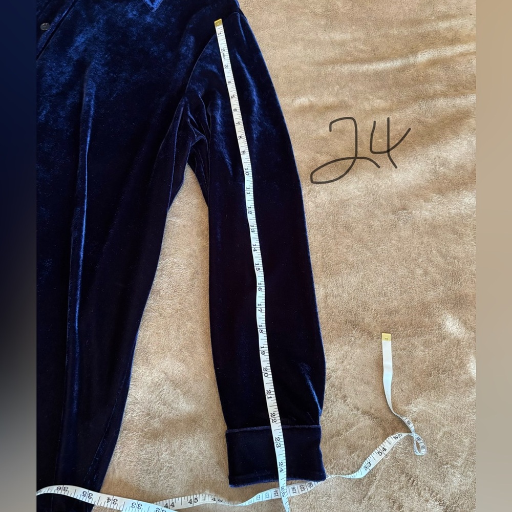 Soft Surroundings Blue velvet tunic shirt size L - Picture 4 of 7
